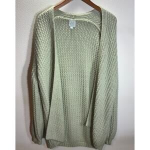 Shop The Mint Chunky Knit Cardigan Sweater Women’s Small Sage Green Open Front